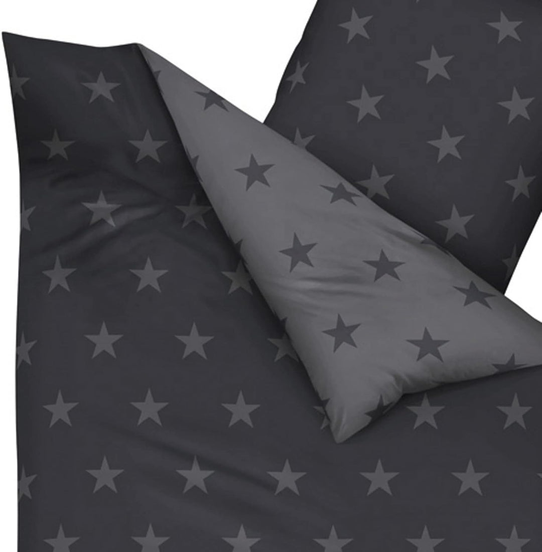 Kaeppel Feinbiber-Bettwäsche Stars, 2-TLG. Zinn, 135X200 cm Zinn 135X200 CM, Zinn 135X200 CM