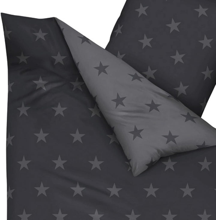 Kaeppel Feinbiber-Bettwäsche Stars, 2-TLG. Zinn, 135X200 cm Zinn 135X200 CM, Zinn 135X200 CM