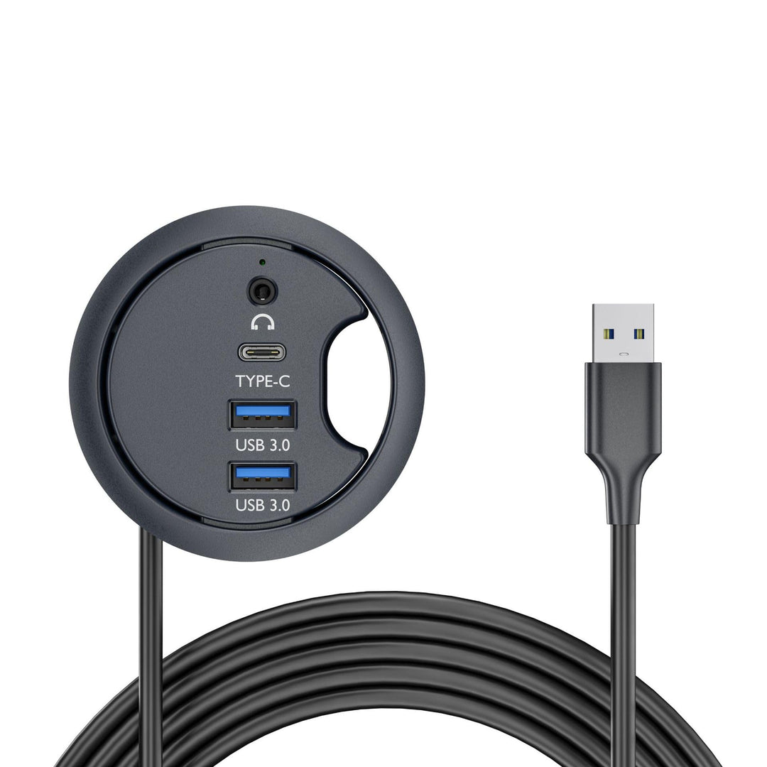 NFHK USB 3.0 Hub Soundkarte USB-C 2 Port USB 60 mm Schreibtisch Tülle Splitter Dockstation Kopfhörer