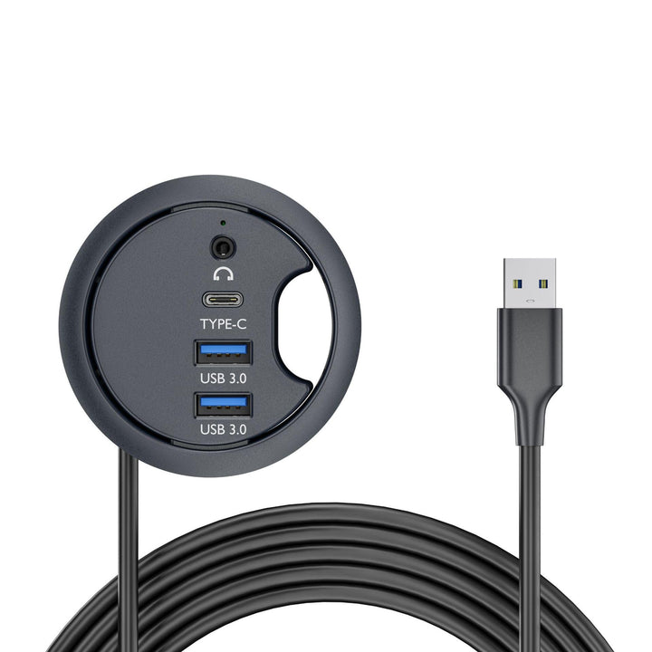 NFHK USB 3.0 Hub Soundkarte USB-C 2 Port USB 60 mm Schreibtisch Tülle Splitter Dockstation Kopfhörer