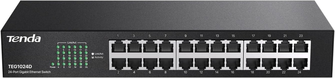 Tenda TEG1024D 24 Port Switch 19 Zoll Rackeinbau Gigabit Switch (Plug-and-Play, 48 Gbit/s Switching-