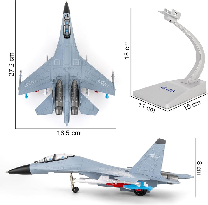 J-16 Flugzeug-Spielzeugmodell mit simuliertem Raketenangriff, Rückzug-Militärkampfflugzeugmodell mit