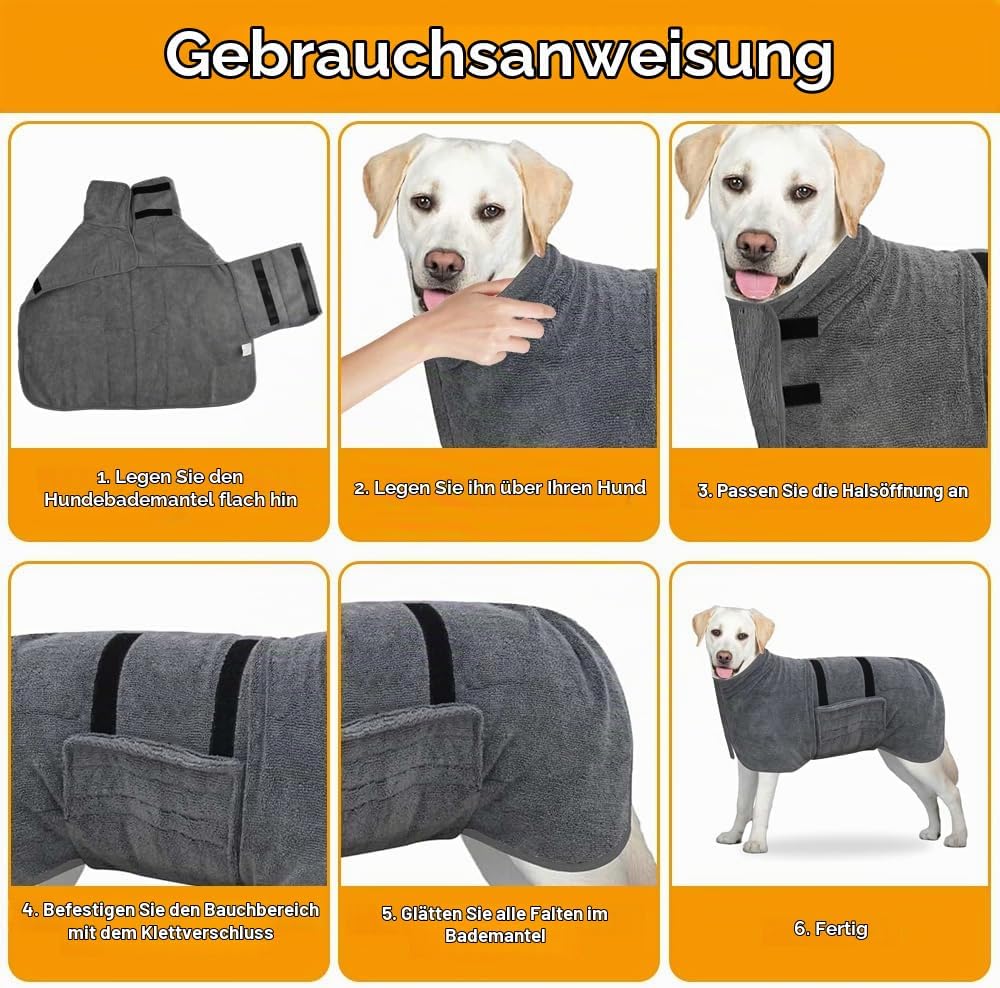 Hunde Bademantel, Hundebademantel Mittelgrosse Hunde, Hund Bademantel mit Klettverschluss, Hundehand