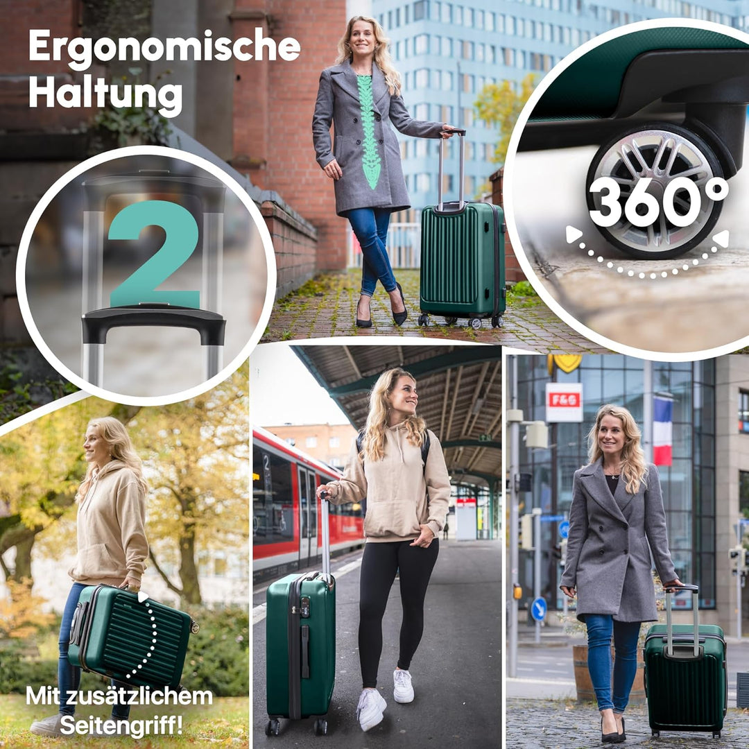 Easy Move ABS Hartschalenkoffer [ERGONOMISCH & SICHER] - Grosser Trolley Koffer mit 360° Rädern, Zah
