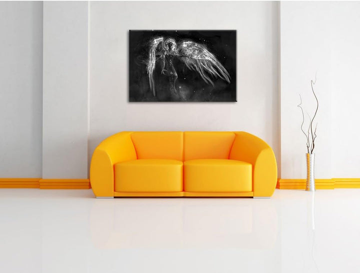 Pixxprint Alien Teufel im Weltraum als Leinwandbild/Grösse: 100x70 / Wandbild/Kunstdruck/fertig besp