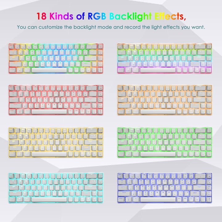 60% mechanische Gaming-Tastatur, Blauer Schalter, Mini-68 Tasten, kabelgebunden, Typ C, 18 Hintergru