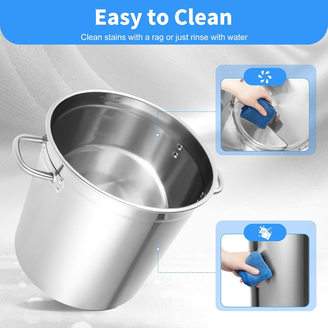 35 Liter Gastronomie Kochtopf Eintopf Suppentopf Grosser Mit Edelstahl Deckel Küchenutensil ideal Su