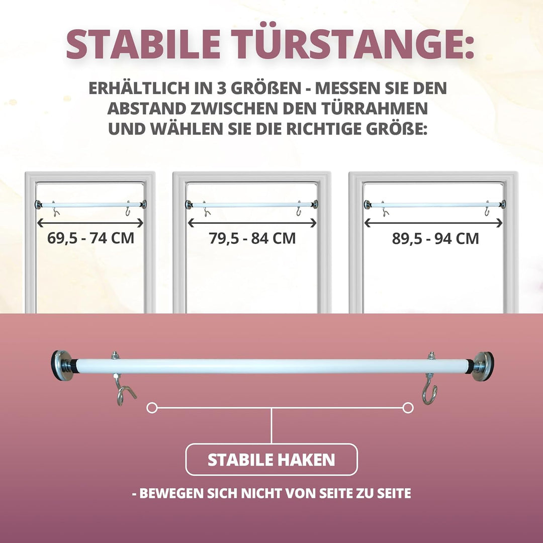 Klimmzugstange - für Türrahmen - mit Haken für Kinderschaukel - Montage ohne Bohren - Reckstange aus