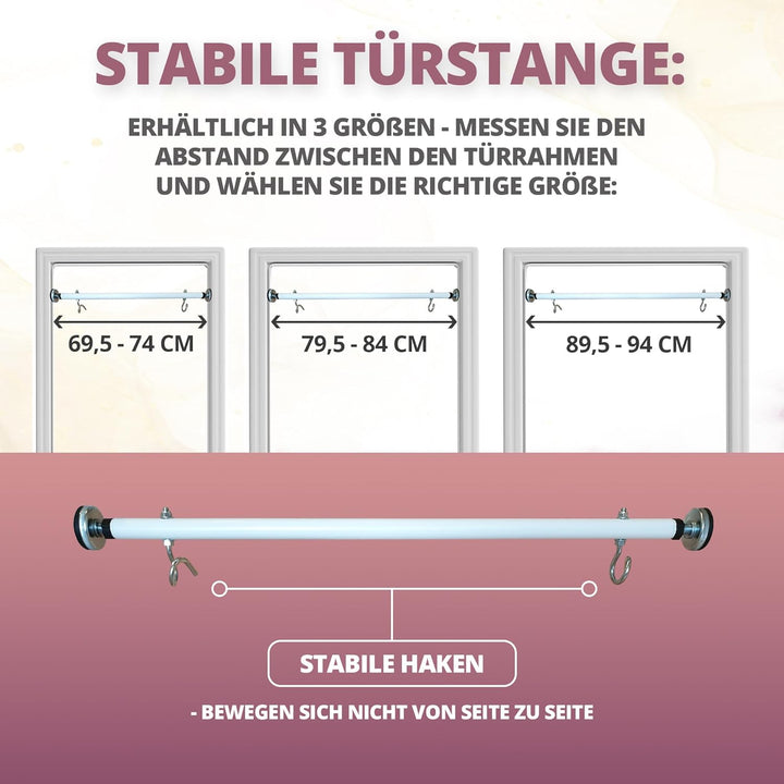 Klimmzugstange - für Türrahmen - mit Haken für Kinderschaukel - Montage ohne Bohren - Reckstange aus