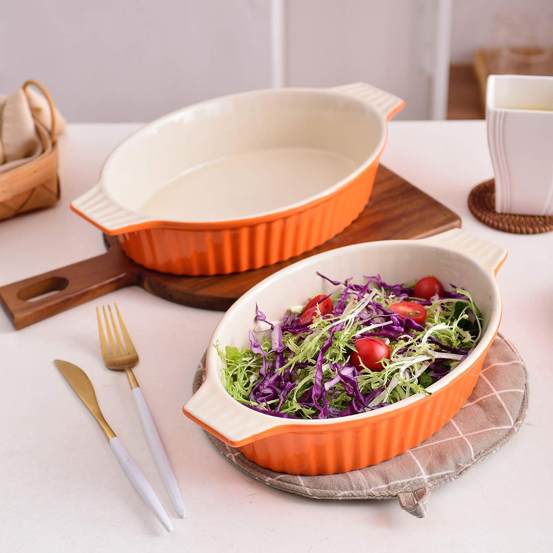 MALACASA, Serie Bake.Bake Set mit 2 Porzellanformen zum Backen, Ofenform für Brot, Lasagne, Kuchen,
