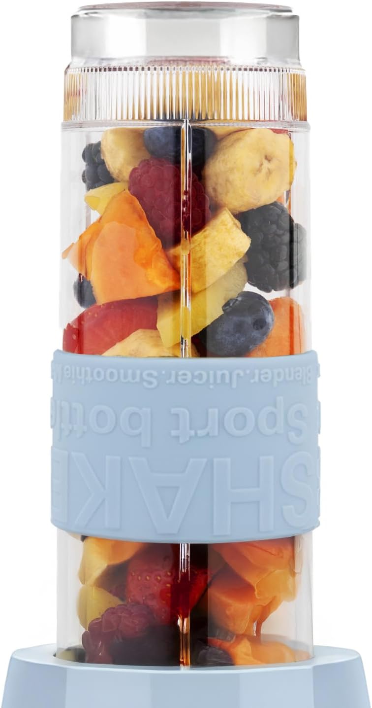 SWEISS Mini-Blender, tragbarer Mixer, Smoothie MOOV6, 2 Trinkflaschen à 570 ml mit Reisedeckeln, 4 E
