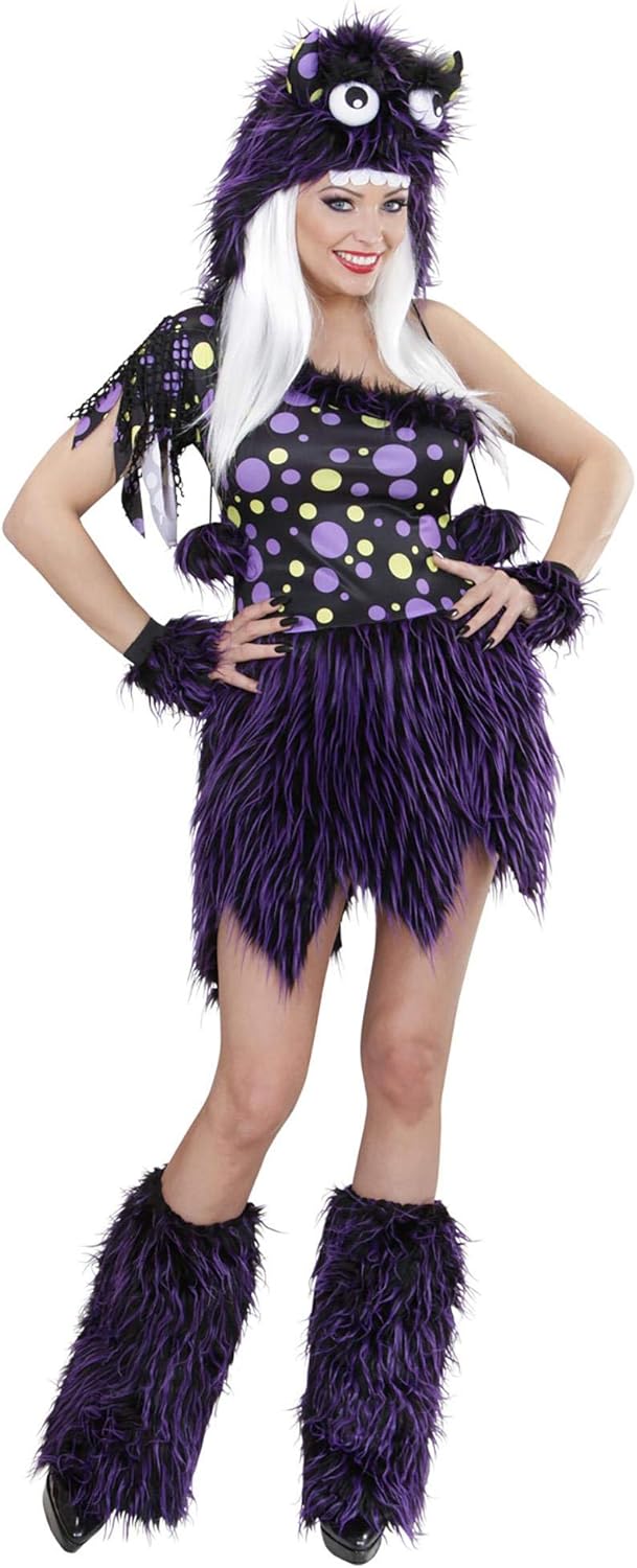 "DELUXE PURPLE MONSTER GIRL" (dress, headpiece, cuffs, leg warmers) - (M)