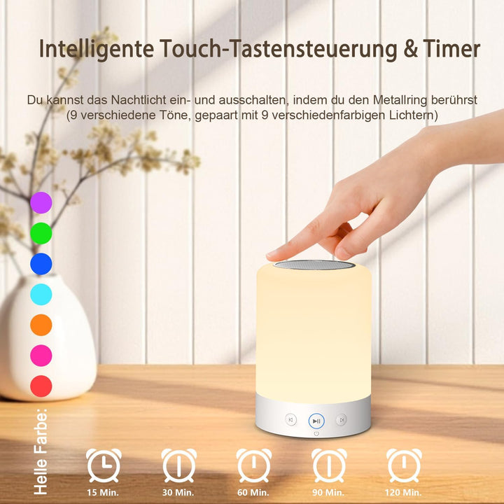 Kipcush Automatische tibetische Meditationsschale – tragbar, wiederaufladbar, mit 9 Klängen, Nachtli