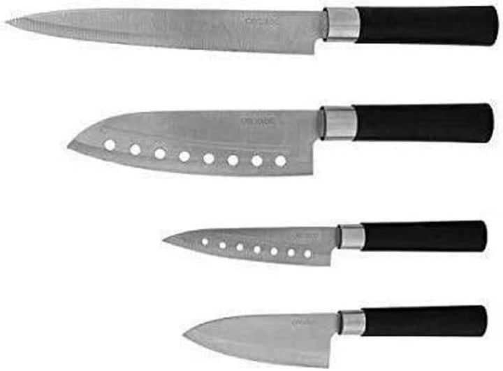 Cecotec Professionelles 4-Messer-Set mit 2 mm breit Klinge Santoku Messerset. Zwart, Zwart