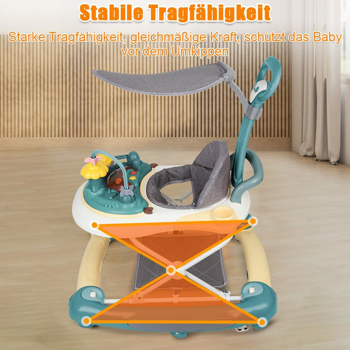 Lauflernhilfe für Babys, 4-in-1, Lauflernhilfe für Mädchen, Jungen, 6-18 Monate, Musikscheibe + hohe