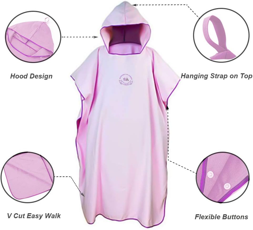 Hiturbo Mikrofaser Handtuch Poncho, Umziehhilfe Strand, Surf Poncho Herren und Damen Changing Robe,