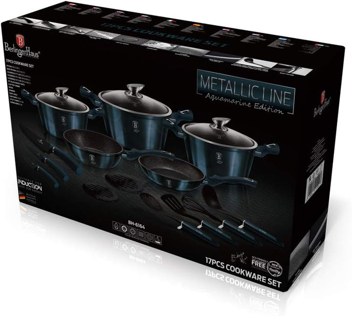 Berlinger Haus 17 Teile Kochgeschirr Set - Aquamarin Gross Aquamarin, Gross Aquamarin