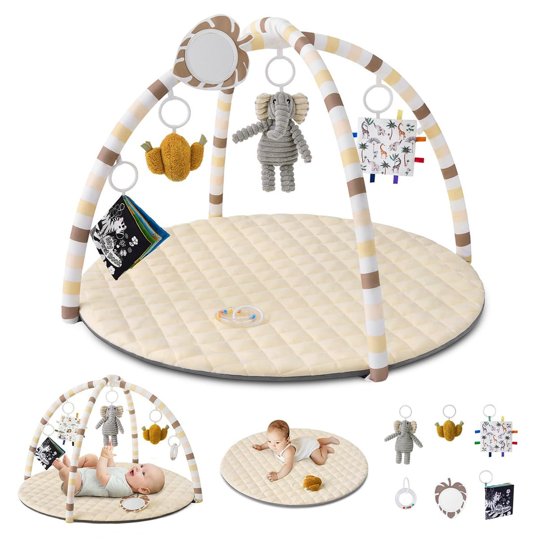 Blissful Diary Spielbogen Baby, Spieldecke Baby Gym Activity Decke mit 6 Abnehmbare Spielzeuge, krab