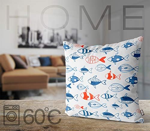 VOID Fischschwarm Blau Rot Kissenbezug Kissenhülle Sofakissen Kissen Deko Outdoor-Kissen Dekokissen,