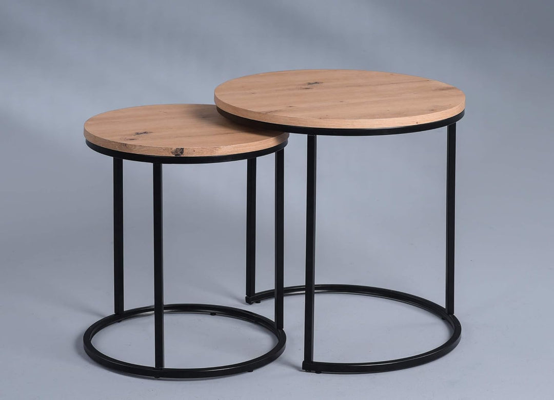 M2 Kollektion Denver Couchtisch/Kaffeetisch, Holzwerkstoff, braun, H1=47cm, D1=40cm, H2=52cm, D2=50c