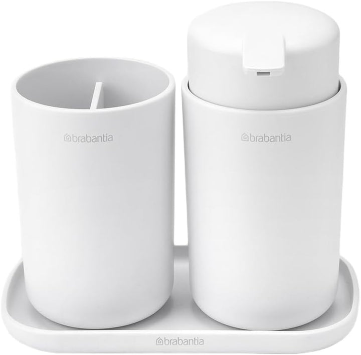Brabantia Renew Collection Badezimmer-Set, Kunststoff, Weiss, Set of 3 White, White