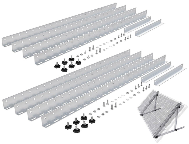 revolt Solar Wandhalterung: 2er-Set Verstellbare Aluminium-Solarpanel-Halterung, 48" / 118 cm (Balko