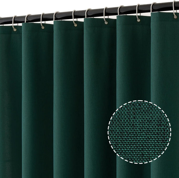 MIULEE Leinen Texturiert Duschvorhang 240x200 cm dunkelgrün, Schwerer Hotel Luxus Polyester Wasserdi