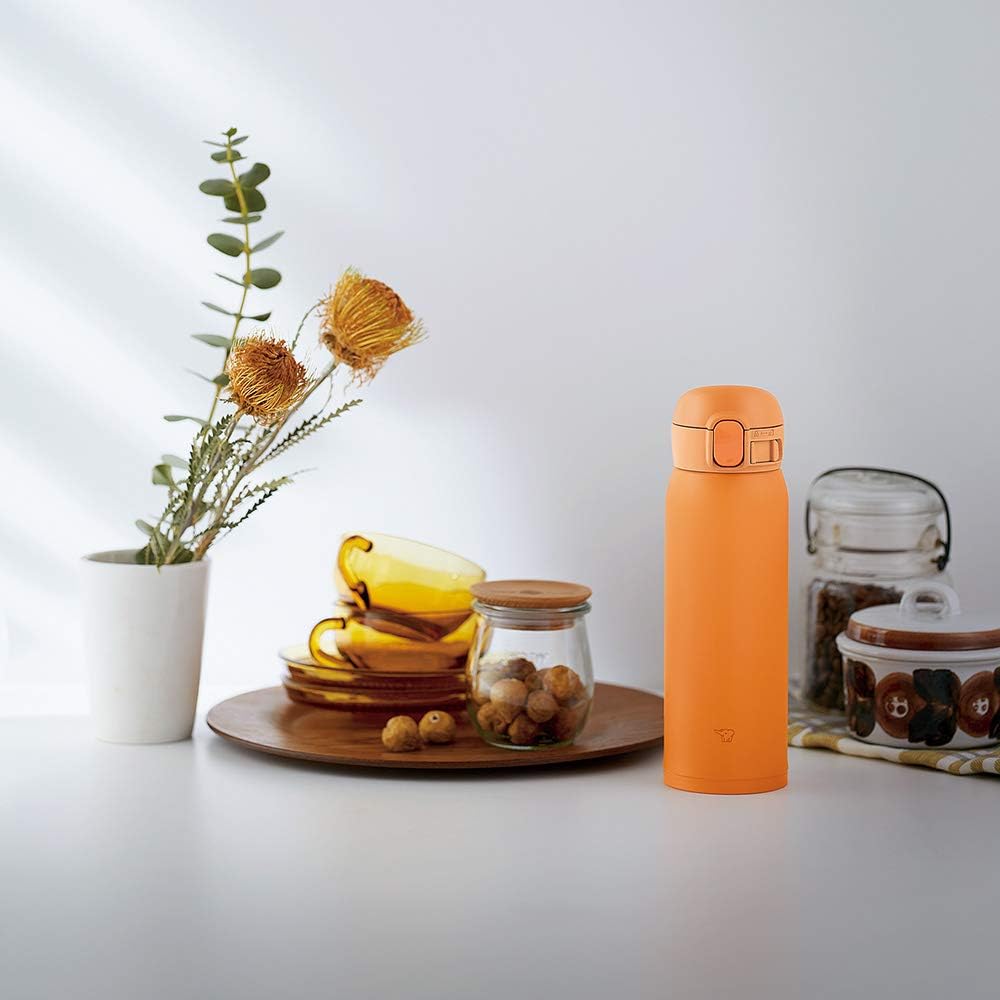 Zojirushi SM-WA48-DA Wasserflasche, One-Touch Edelstahlbecher, nahtlos, 0,48 l, Orange Orange/Abendr