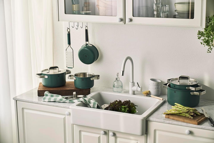 ZWILLING PURE Kochtopfset, 5-tlg, 18/10 Edelstahl, Keramik-Aussenbeschichtung, Stay-Cool-Griffe, Spü