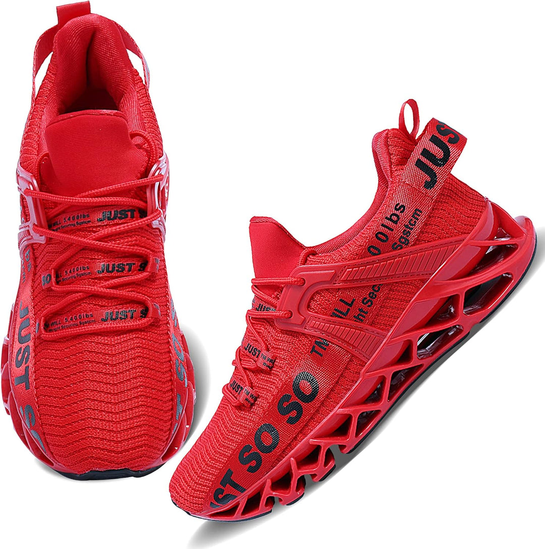 Wonesion Herren Fitness Laufschuhe Atmungsaktiv rutschfeste Mode Sneaker Sportschuhe 42 EU 5 Rot, 42