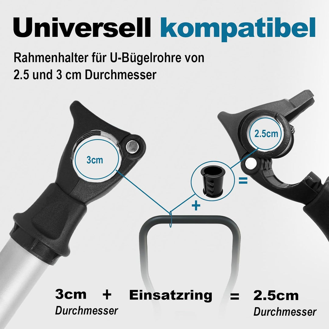 Rahmenhalter für Heck, Abschliessbare Rahmenhalterung für Fahrradträge für U-Bügelrohr (25 cm Länge)