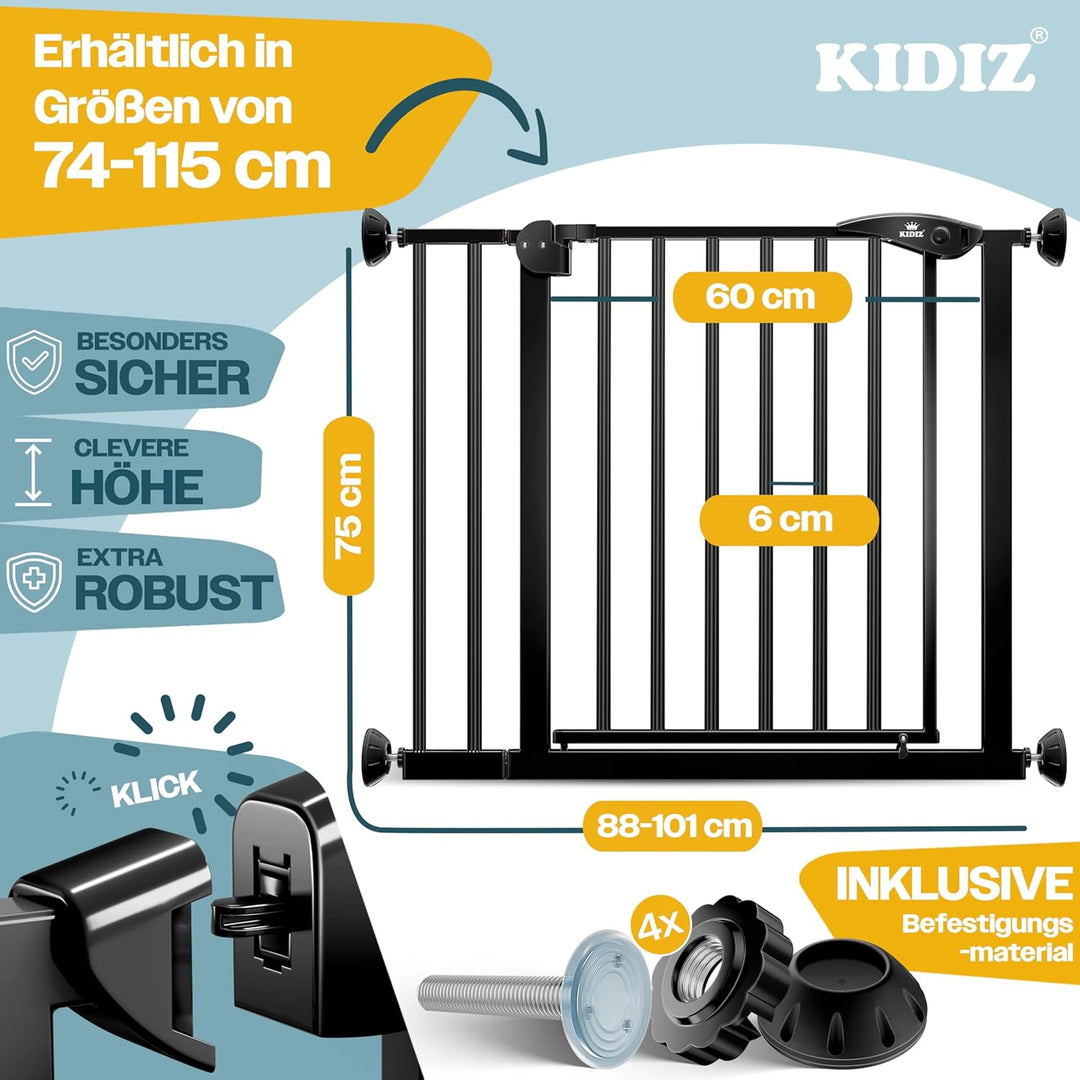 KIDIZ® Türschutzgitter Absperrgitter Treppengitter Kindergitter | Gitter Haustier | ohne Bohren | be