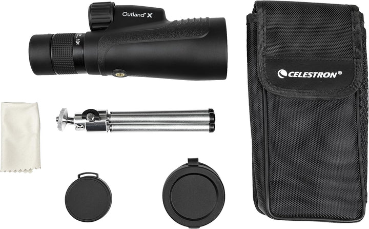 Celestron 72373 Outland X 10-30x50mm Waterproof Monocular with Tripod, Cleaning Cloth, Eyepiece Cove