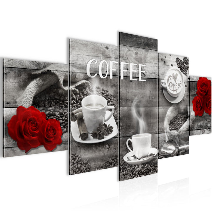Runa Art Wandbilder Kaffee Küche 5 Teilig Bild auf Vlies Leinwand Deko Esszimmer Küchenbilder Kaffee