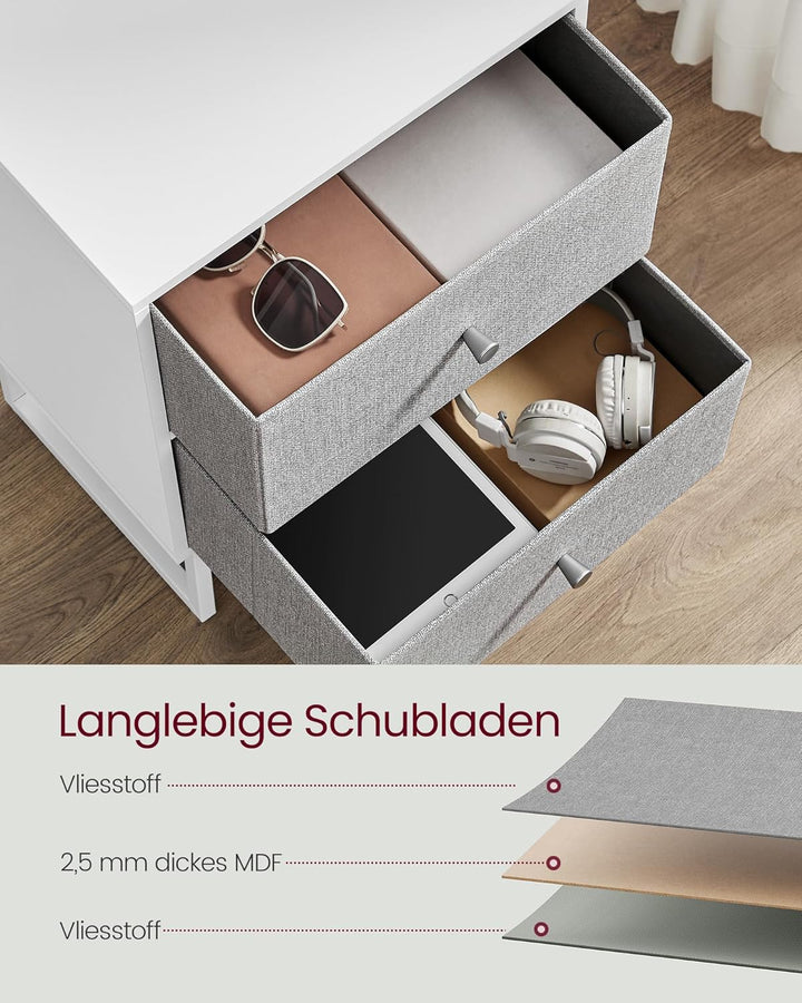 VASAGLE Nachttisch, Beistelltisch mit Stauraum, 2 herausnehmbare Schubladen, Nachtschrank für Schlaf