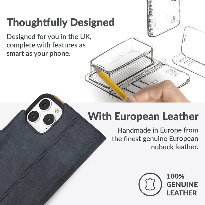 Snakehive iPhone 13 Pro Hülle Leder | Stylische Handyhülle mit Kartenhalter & Standfuss | Handyhülle