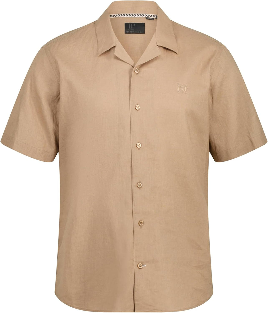 JP 1880 Herren grosse Grössen Übergrössen Menswear L-8XL Leinenmixhemd, Halbarm, Kubakragen, Modern