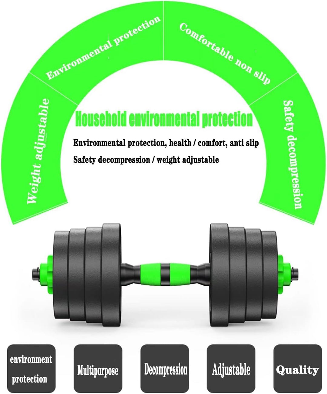 BCBIG hanteln set, Kurzhanteln Verstellbar,2er Kunststoff Hantelset,Kurz Lang Dumbbell,Einstellbar H