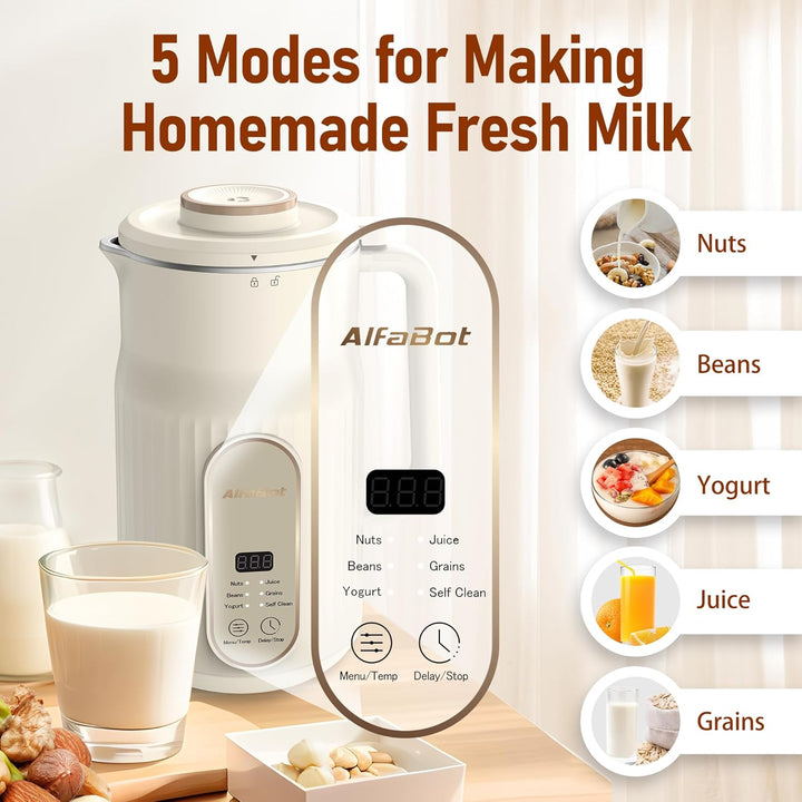 AlfaBot N2 Nussmilchmaschine, Automatische Mandelmilchmaschine für selbstgemachte Pflanzenmilch, Haf