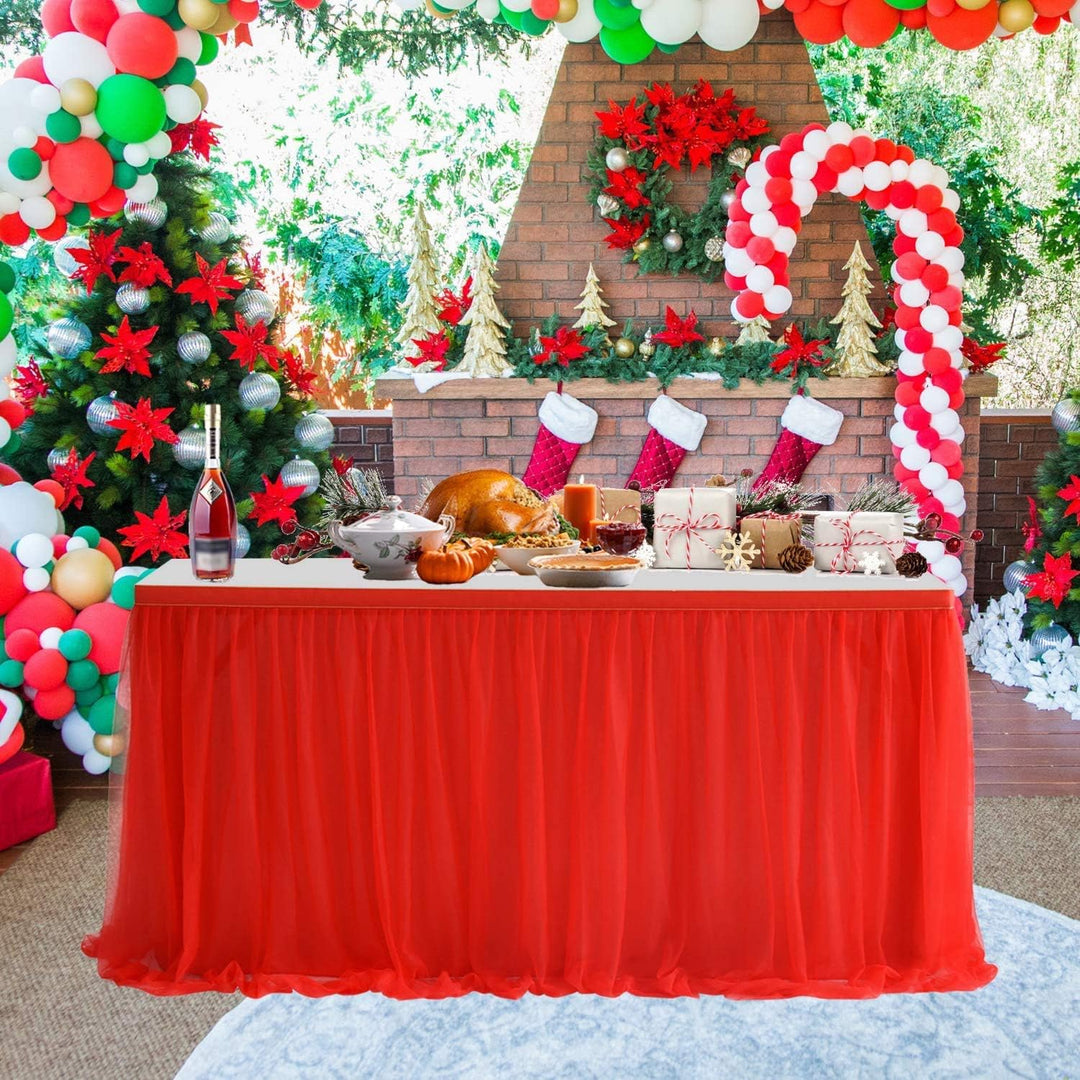HBBMAGIC Tüll Tischrock Rot, Tütü Tischröcke 427 * 76CM, Candy Tisch Tischdecke Tüll für Geburtstag