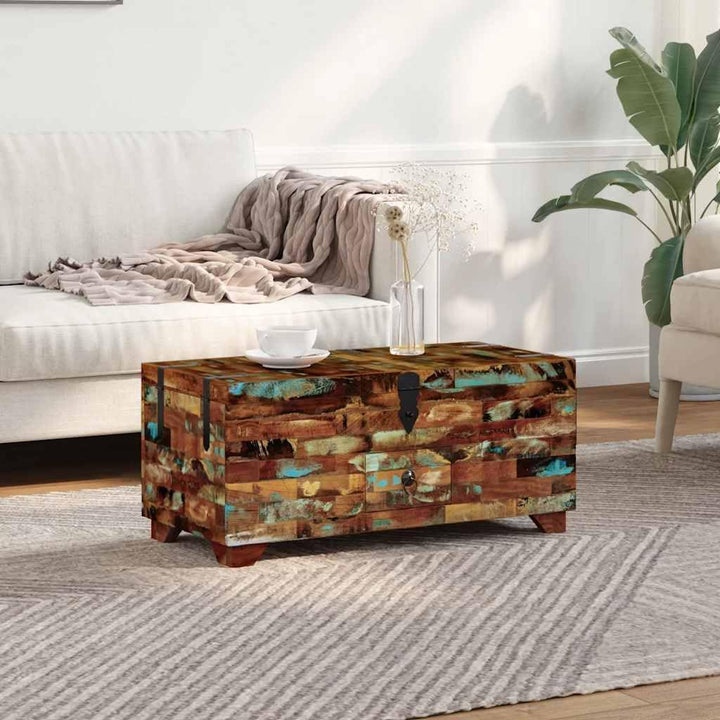 vidaXL Massivholz Couchtisch Truhe Beistelltisch Sofatisch Aufbewahrung Antik Mehrfarbig, Mehrfarbig