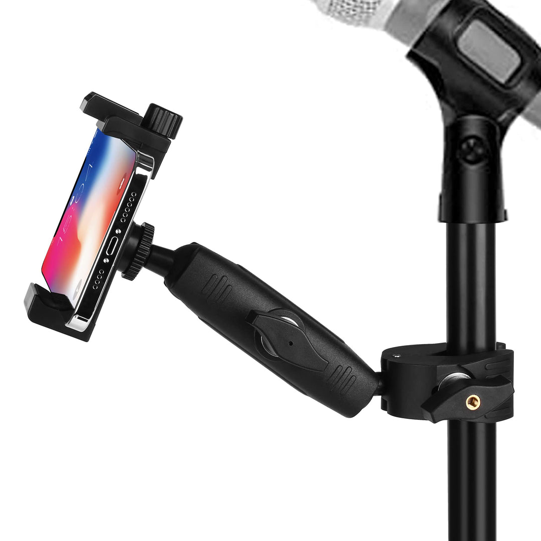 Peastrex Musik Boom Mikrofonständer Telefonhalterung mit langem Arm und Superklemme 360° Drehung für