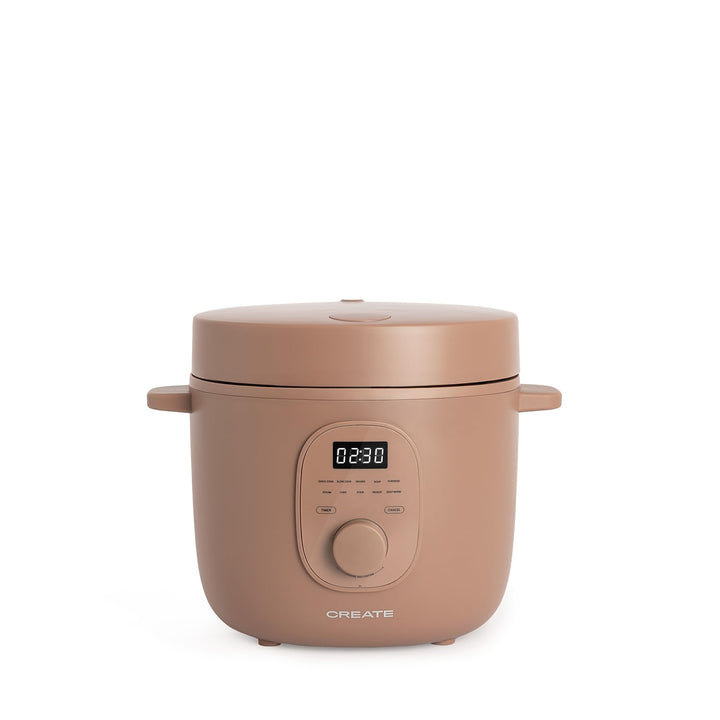 CREATE Rice Cooker Studio, elektrischer Reiskocher, 2 l, Mokka, programmierbar bis 24 Stunden, berei