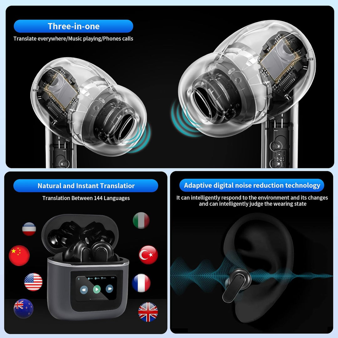 AI Sprachübersetzer-Ohrhörer, professionelle drahtlose Bluetooth Übersetzungs Ohrhörer, 144 Online-S