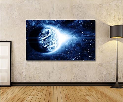 islandburner Bild Bilder auf Leinwand Planet Blau Weltall Space 1p XXL Poster Leinwandbild Wandbild