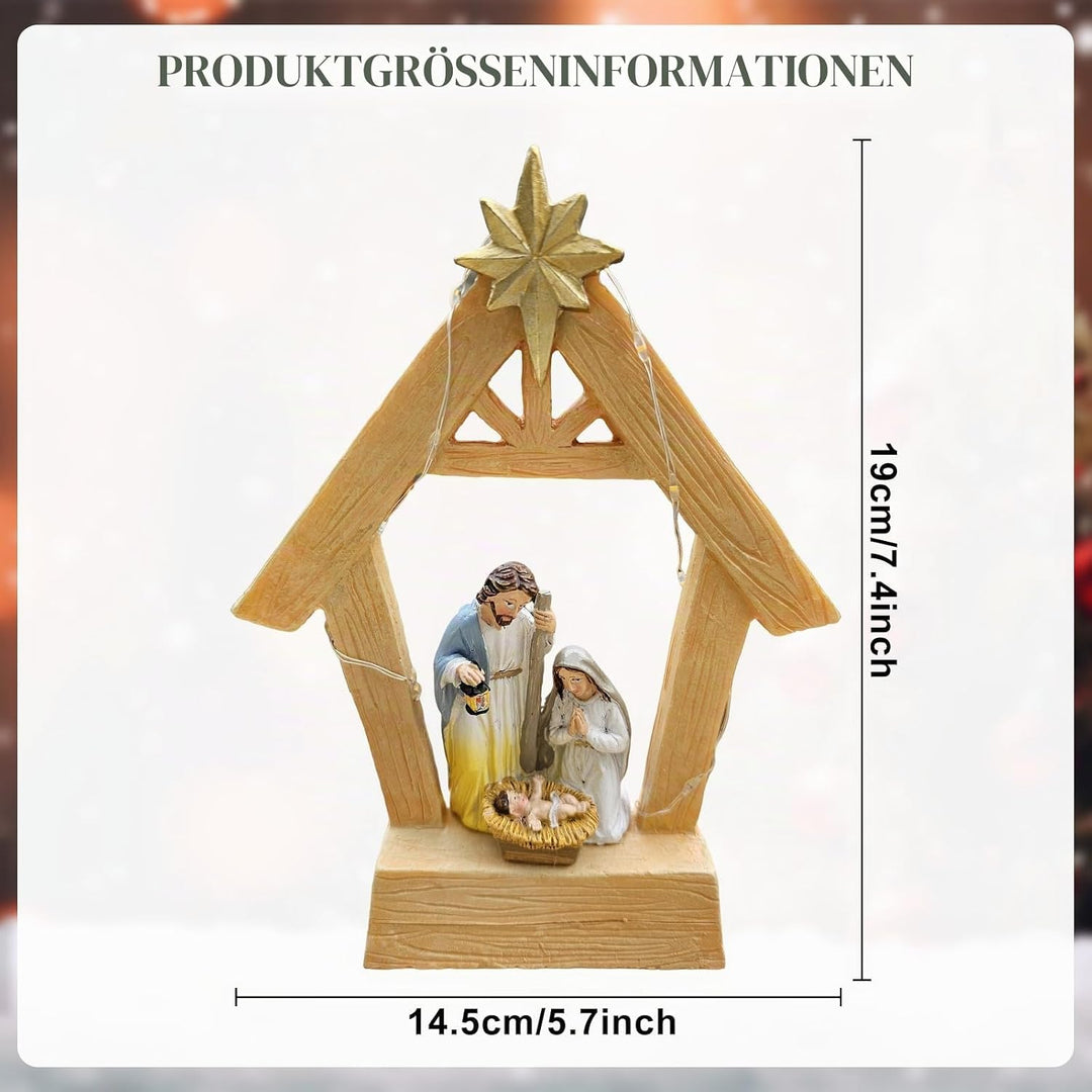 Krippenfiguren Set Weihnachtskrippe Mit Beleuchtung Weihnachtskrippen Indoor Tischkrippe mit Figuren