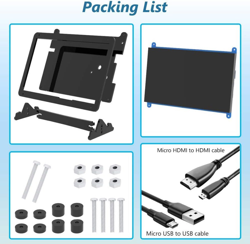 7 Inch Touch Screen Monitor for Raspberry Pi, Portable IPS Display 1024 * 600 HDMI Touchscreen with