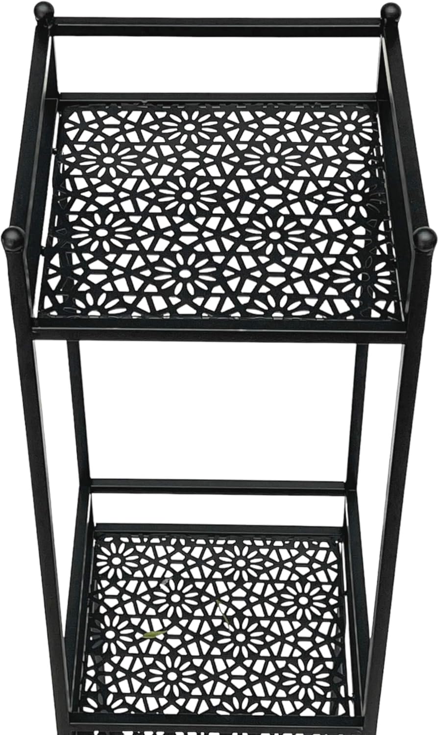 DanDiBo Standregal Schwarz Metall Schmal Stehend 3 Ebenen 110 cm Regal Küche Küchenregal 96485 Metal