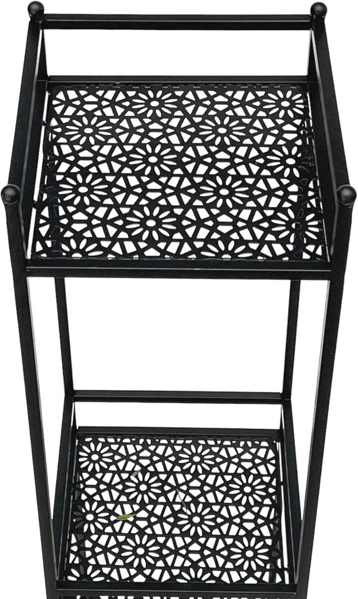 DanDiBo Standregal Schwarz Metall Schmal Stehend 3 Ebenen 110 cm Regal Küche Küchenregal 96485 Metal