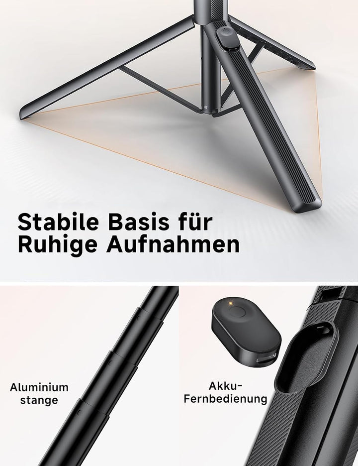 ANXRE 180cm Magnetisches Handy Stativ ＆ Selfie Stick mit Akku-Fernbedienung | Universelle Magnet Han